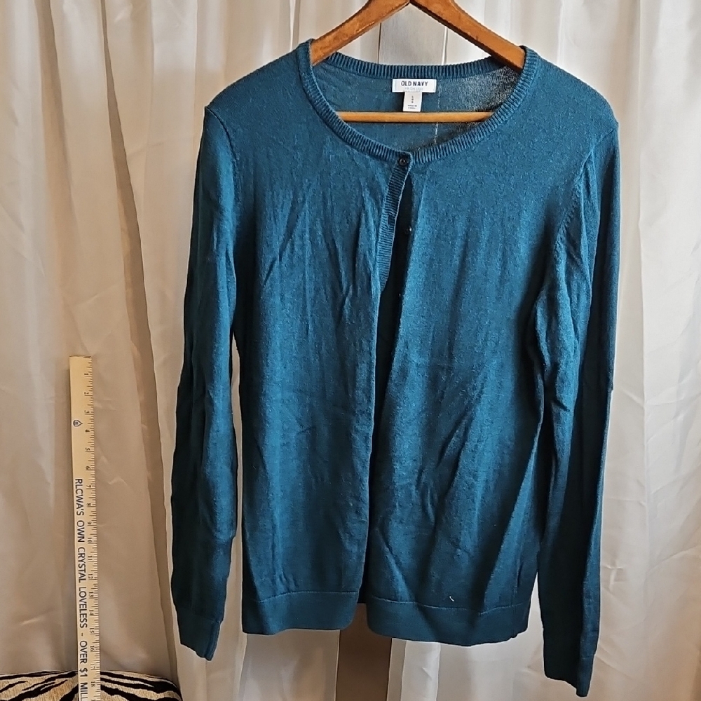 Old Navy Teal Knit Cardigan Sz L